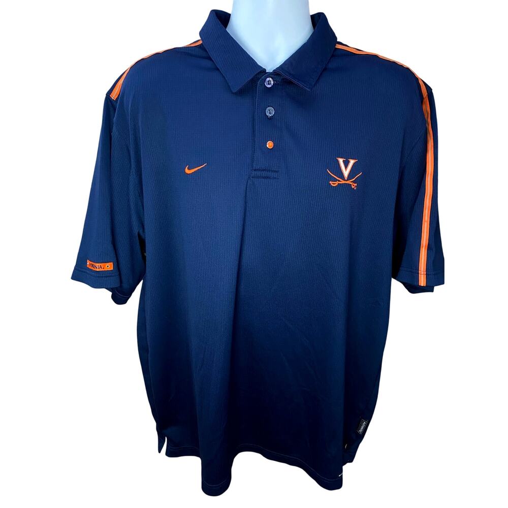 Virginia Cavaliers NikeFit Polo Shirt XL Blue & Orange Team Performance Golf
